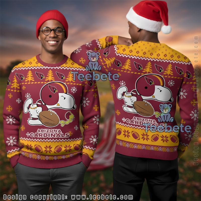 Arizona Cardinals Snoopy Player Ugly Christmas Sweater Vintage Red