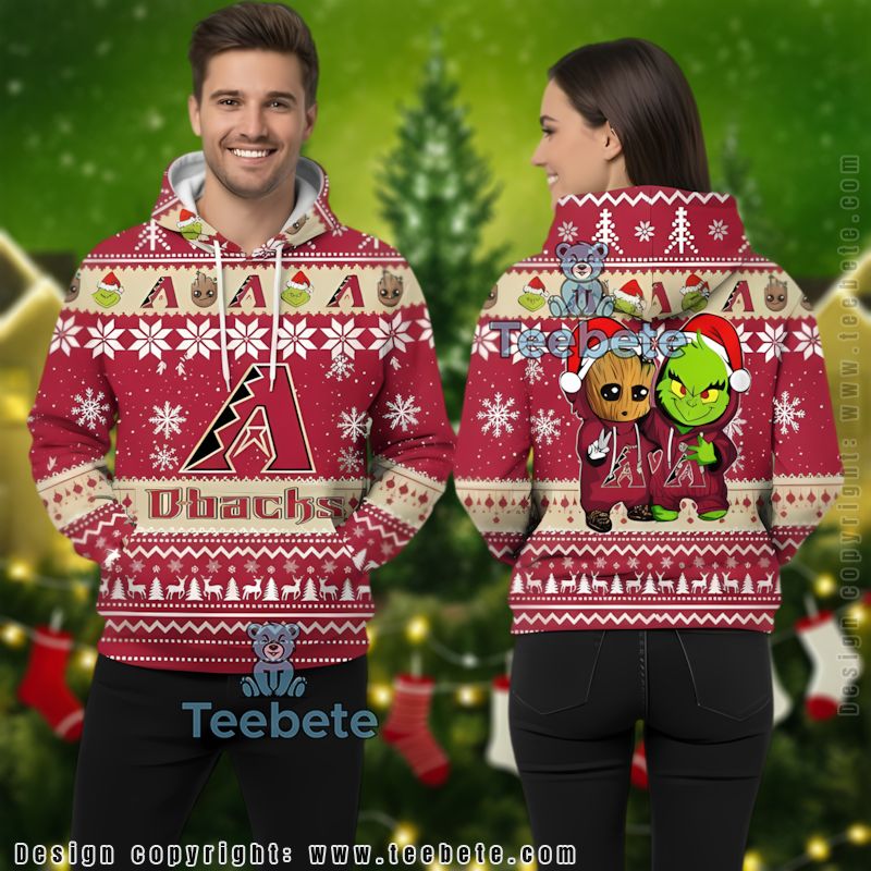 Arizona Diamondbacks Baby Groot The Grinch Ugly 3D Hoodie Printed