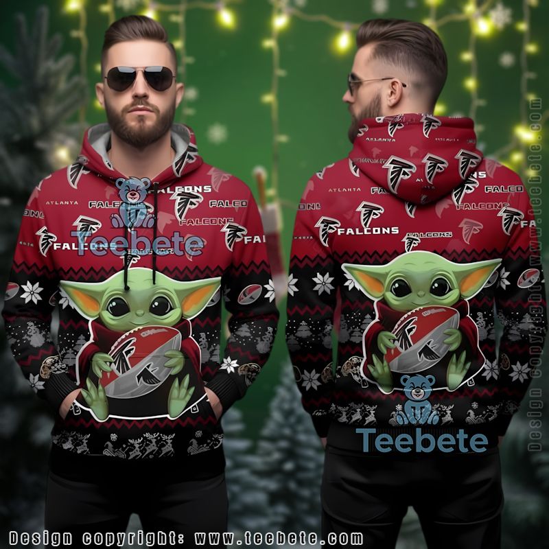 Atlanta Falcons Baby Yoda Fan Ugly 3D Hoodie Red Holiday