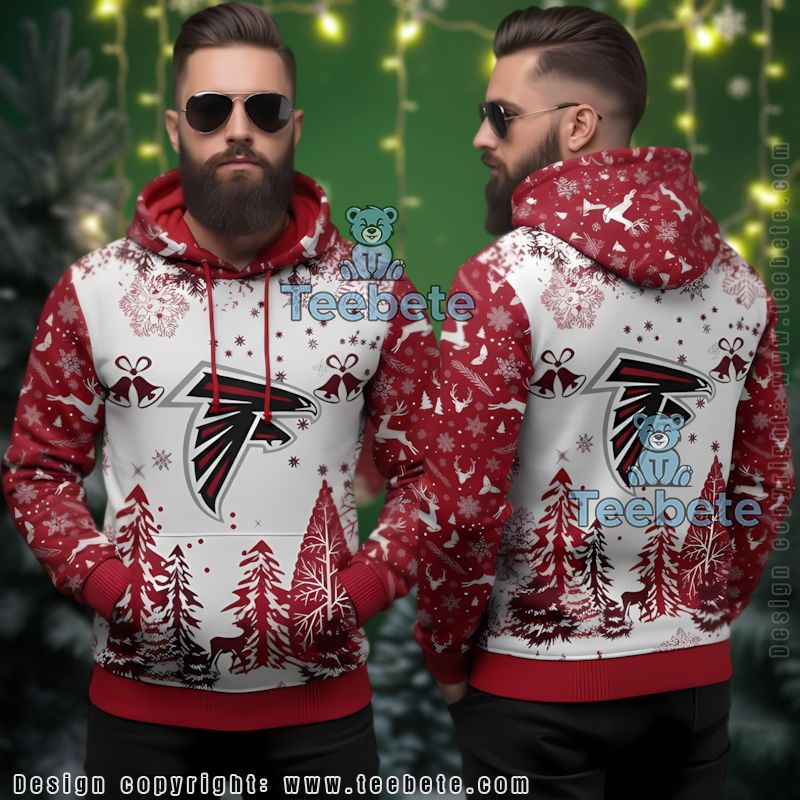 Atlanta Falcons Christmas Bells Ugly 3D Hoodie Snowflakes Print