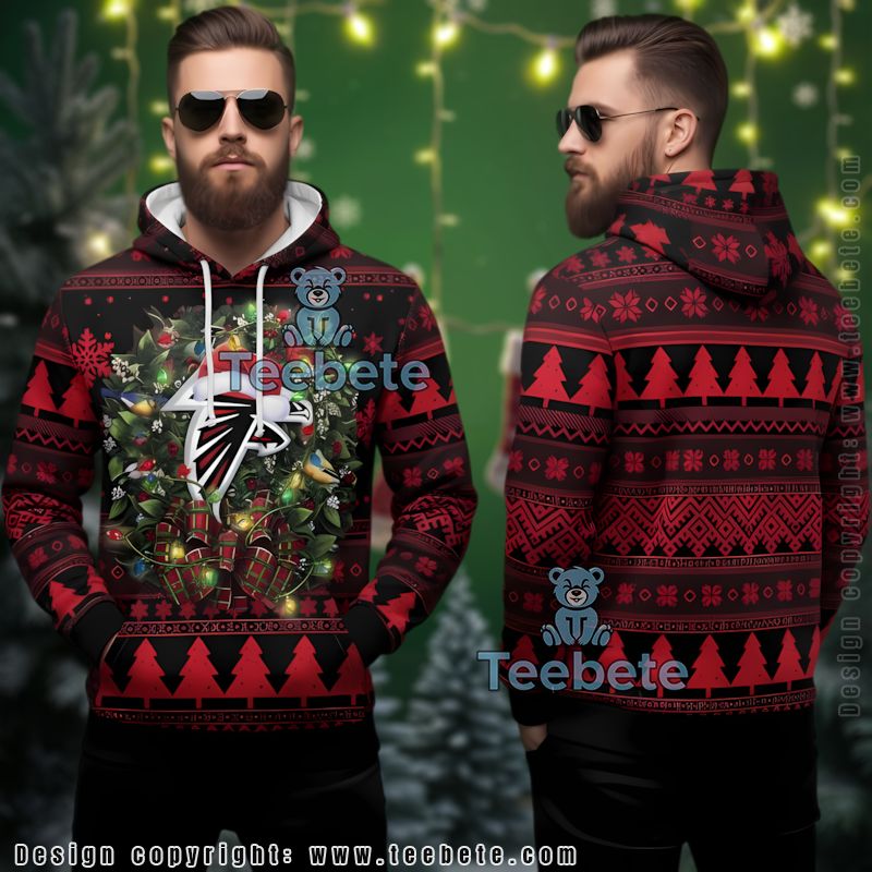 Atlanta Falcons Christmas Wreath Ugly 3D Hoodie Festive Design