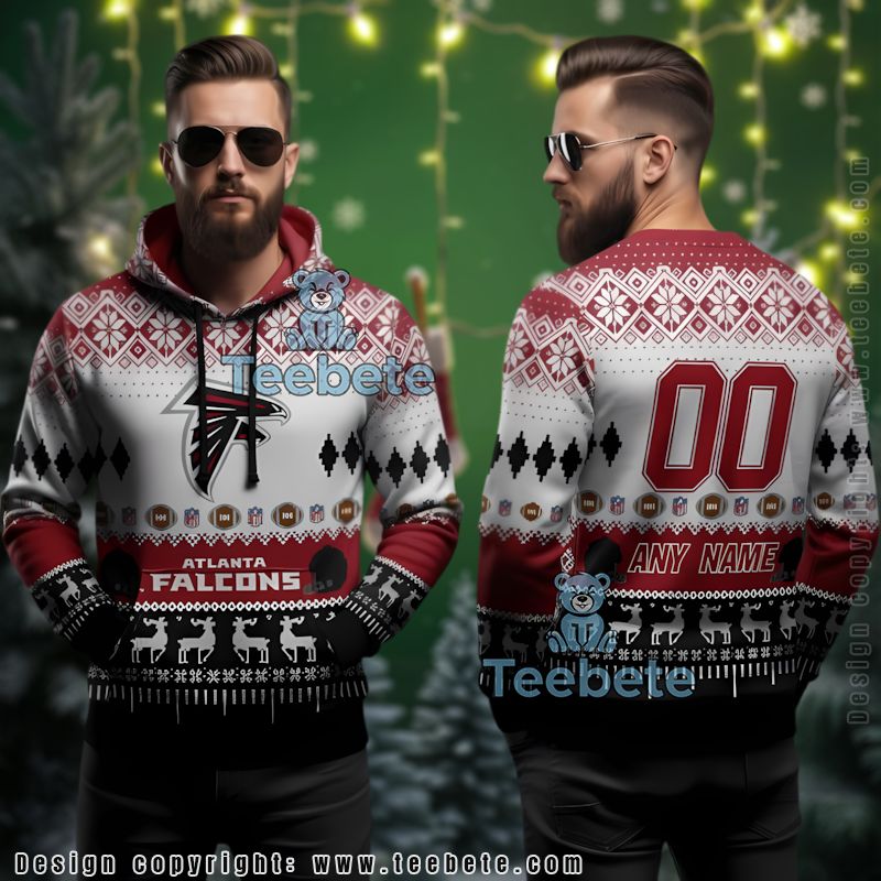 Atlanta Falcons Custom Name Number Ugly 3D Hoodie Holiday