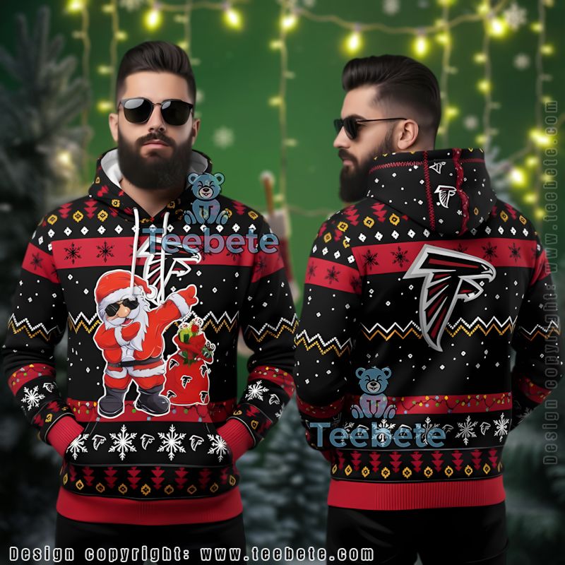 Atlanta Falcons Dab Santa Ugly 3D Hoodie Holiday Red Black