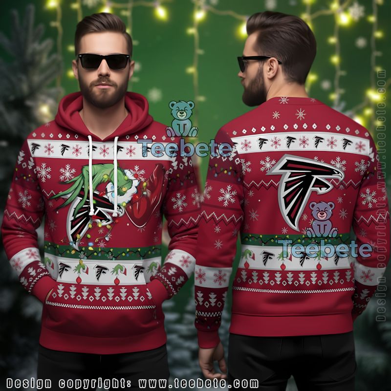 Atlanta Falcons Grinch Hand Ugly 3D Hoodie Christmas