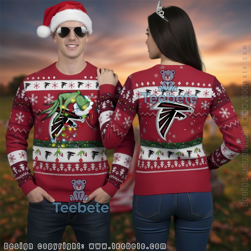 Atlanta Falcons Star Wars Baby Yoda Claus Ugly Christmas Sweater Red Mens