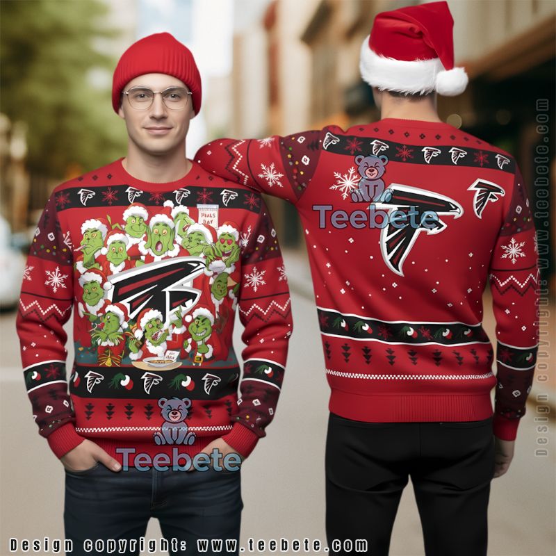 Atlanta Falcons Grinch Squad Ugly Christmas Sweater Red Xmas Day Womens