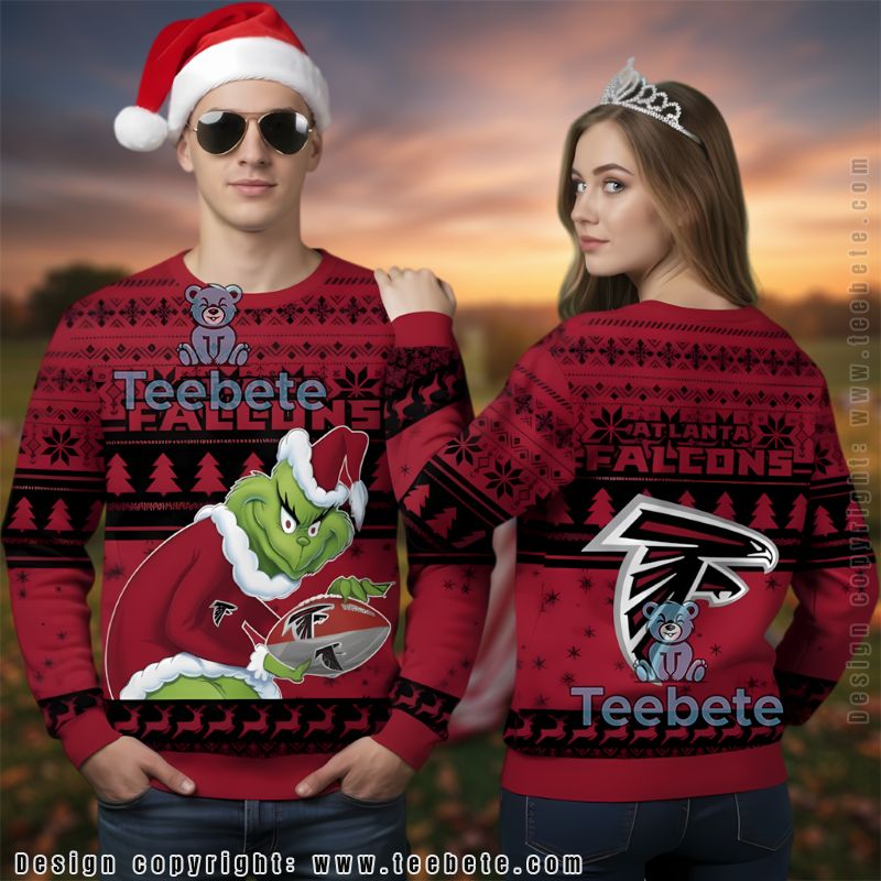 Atlanta Falcons Grinch Stole Ugly Christmas Sweater Red Plus Size