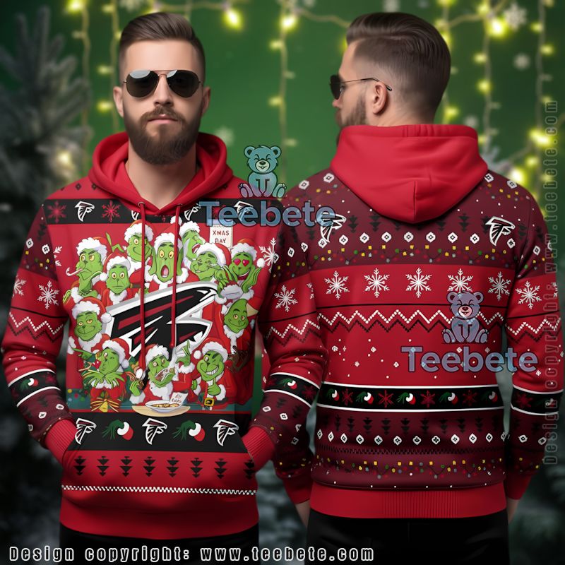 Atlanta Falcons Grinch Ugly 3D Hoodie Festive Apparel