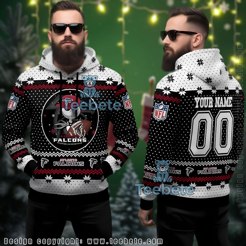 Atlanta Falcons Jack Skellington Ugly 3D Hoodie Nightmare Before Christmas