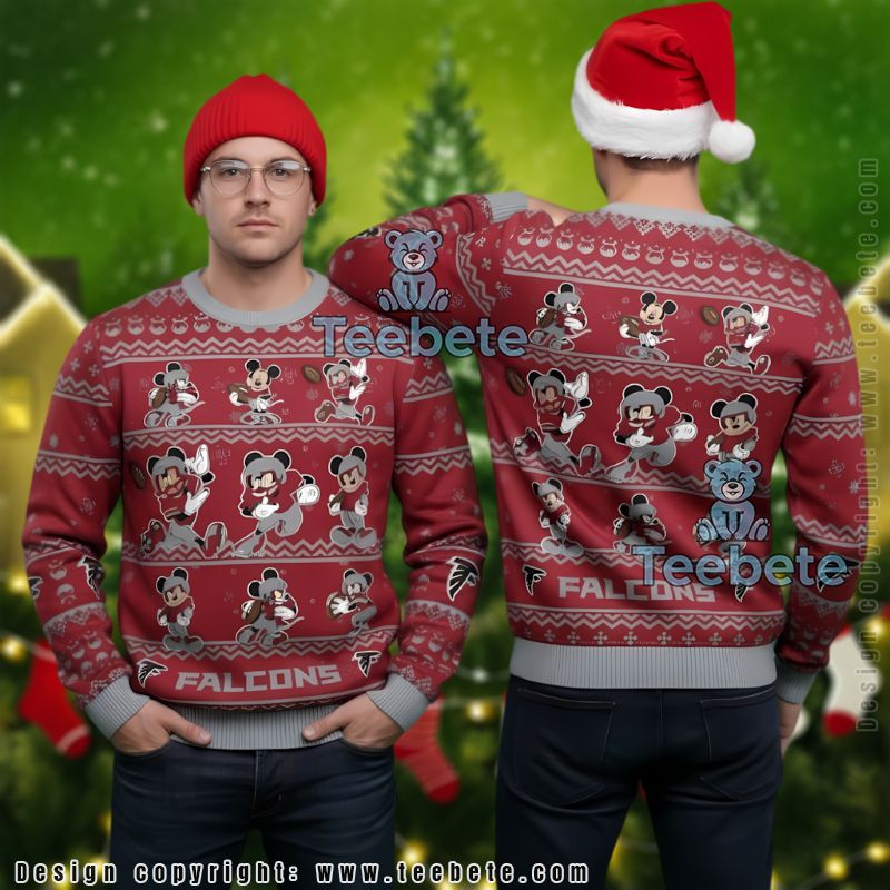 Atlanta Falcons Mickey Mouse Red Funny Christmas Ugly Sweater Red Unisex