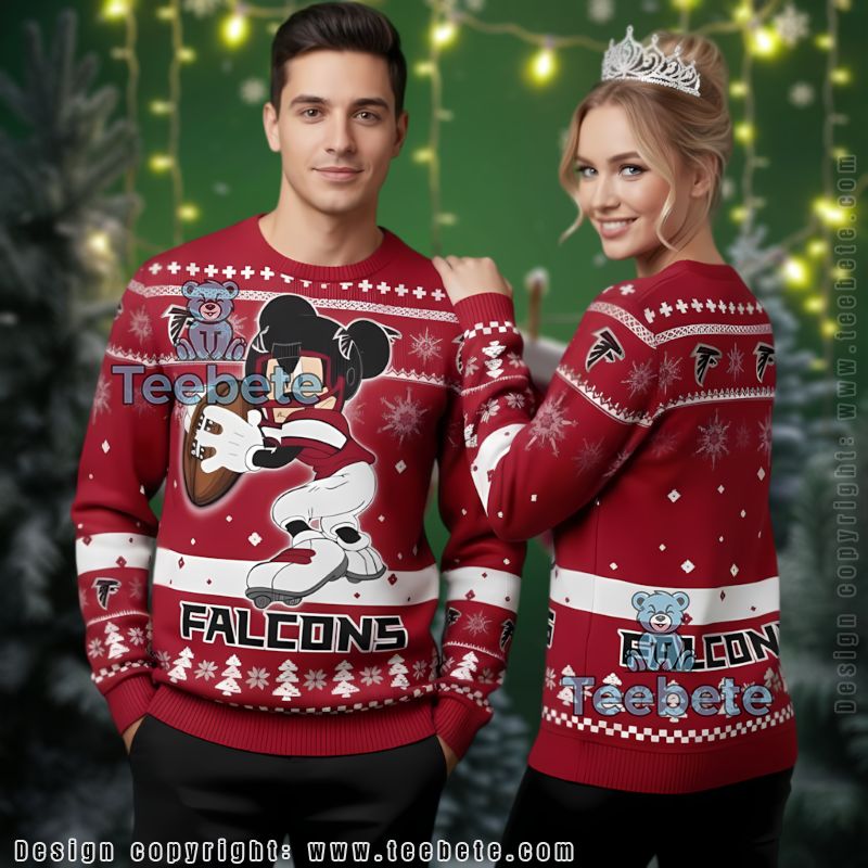 Atlanta Falcons Mickey Mouse Ugly Christmas Sweater Red