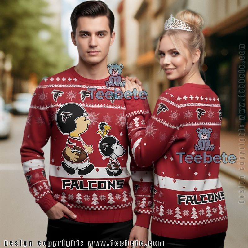 Atlanta Falcons Peanuts Snoopy Charlie Brown Ugly Christmas Sweater Womens