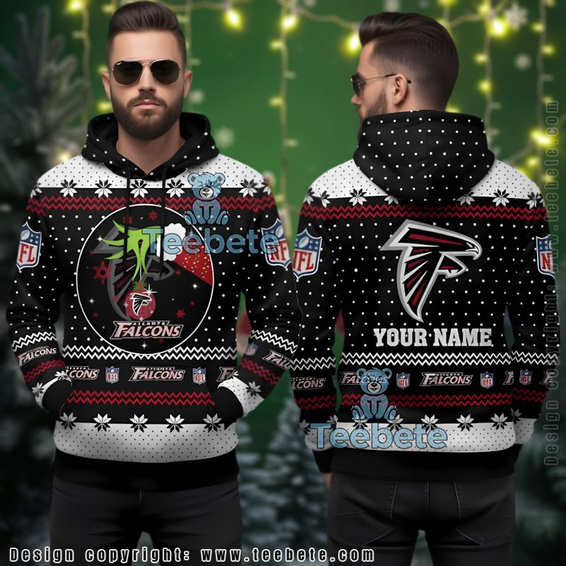 Atlanta Falcons Personalized Grinch Ugly Christmas 3D Hoodie