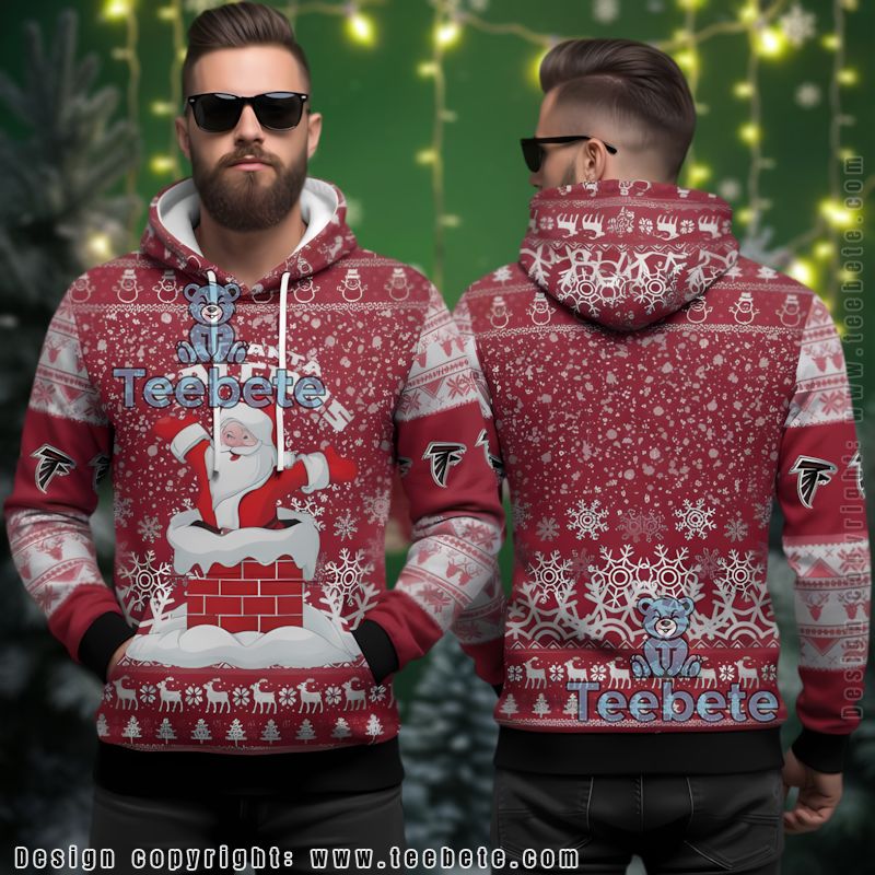 Atlanta Falcons Red Santa Dab Ugly Christmas 3D Hoodie