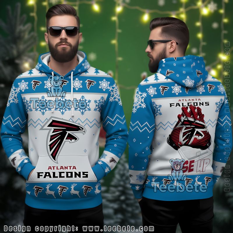 Atlanta Falcons Rise Up Ugly 3D Hoodie Christmas Blue White