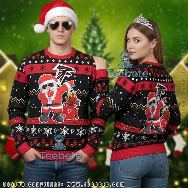 Atlanta Falcons Santa Claus Dance Ugly Christmas Sweater Red