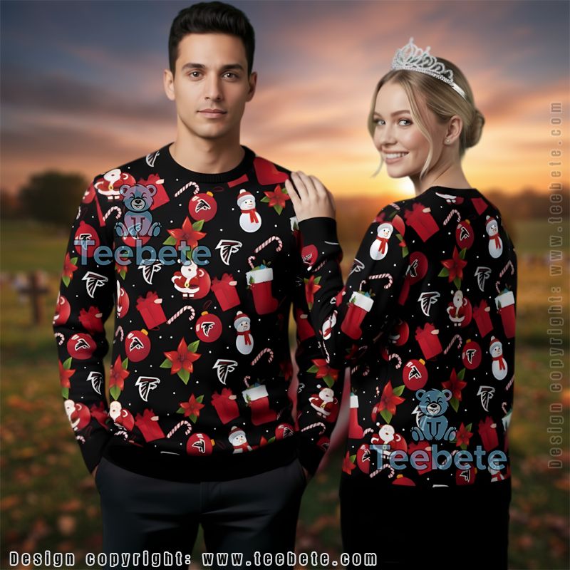 Personalized Atlanta Falcons Grinch Ugly Christmas Sweater Black Xmas Family Personalized Atlanta Falcons Grinch Ugly Christmas Sweater Black Xmas Family