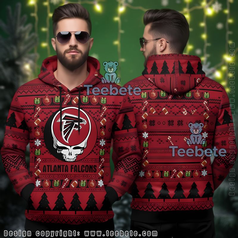 Atlanta Falcons Skull Head Ugly 3D Hoodie Festive Apparel