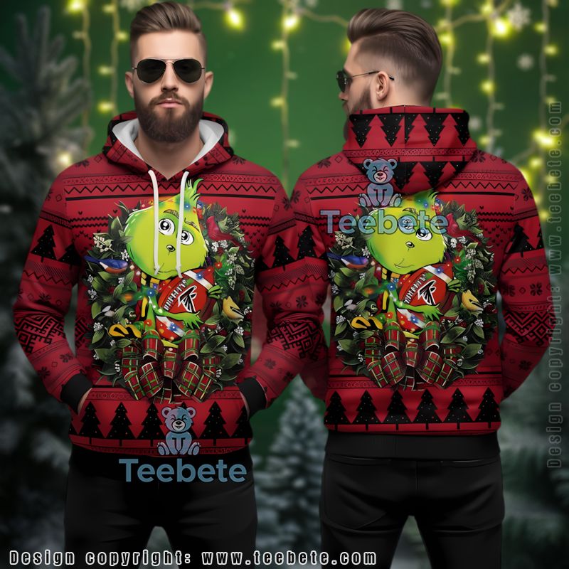 Atlanta Falcons The Grinch Hug Ball Ugly 3D Hoodie Holiday