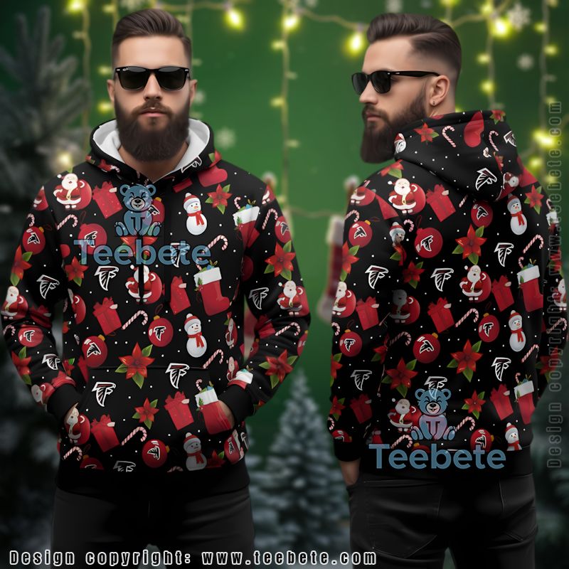 Atlanta Falcons Ugly 3D Hoodie Santa Snowman Pattern