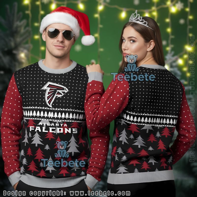 Atlanta Falcons Xmas Tree Ugly Christmas Sweater Black Red Best