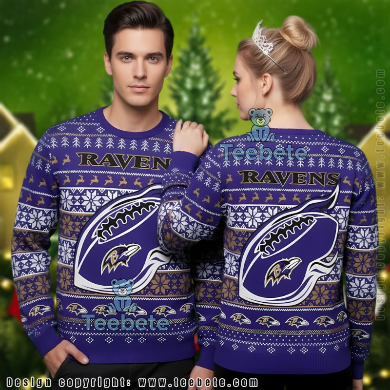 Baltimore Ravens Baby Groot Ugly Christmas Sweater Purple Cheap