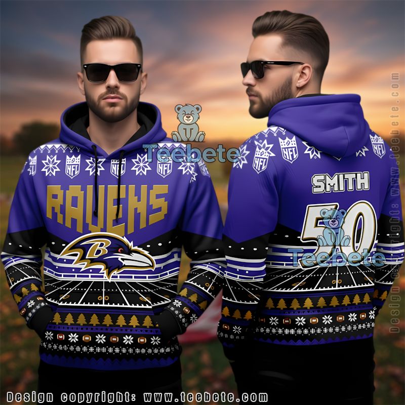 Baltimore Ravens Custom Ugly 3D Hoodie Nfl Game Day Gear