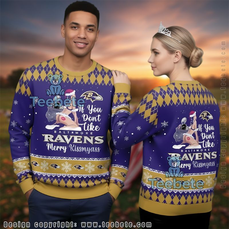 Baltimore Ravens Girl Fans Ugly Christmas Sweater Purple Funny