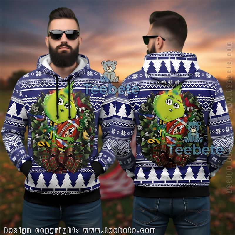 Baltimore Ravens Grinch Hugging Ball Ugly 3D Hoodie Holiday