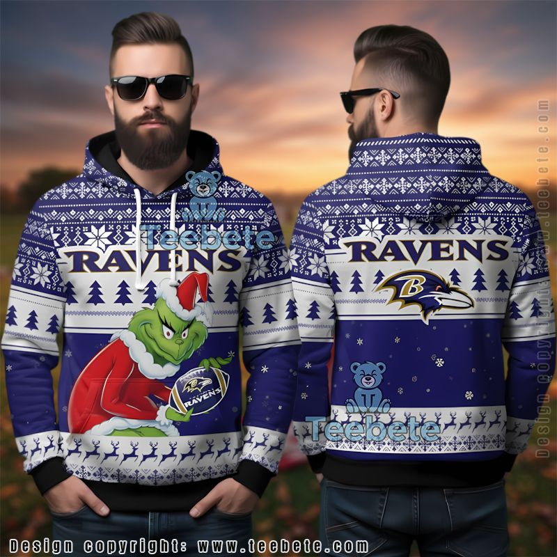 Baltimore Ravens Grinch Stole Ugly 3D Hoodie Game Day