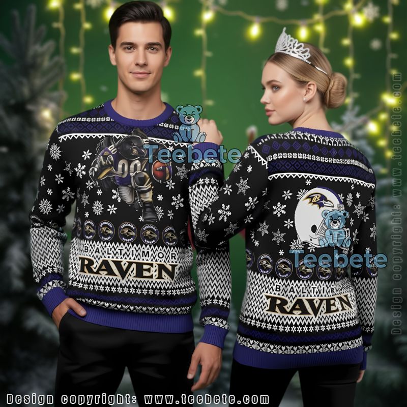 Baltimore Ravens Mascot Cool Ugly Christmas Sweater Black