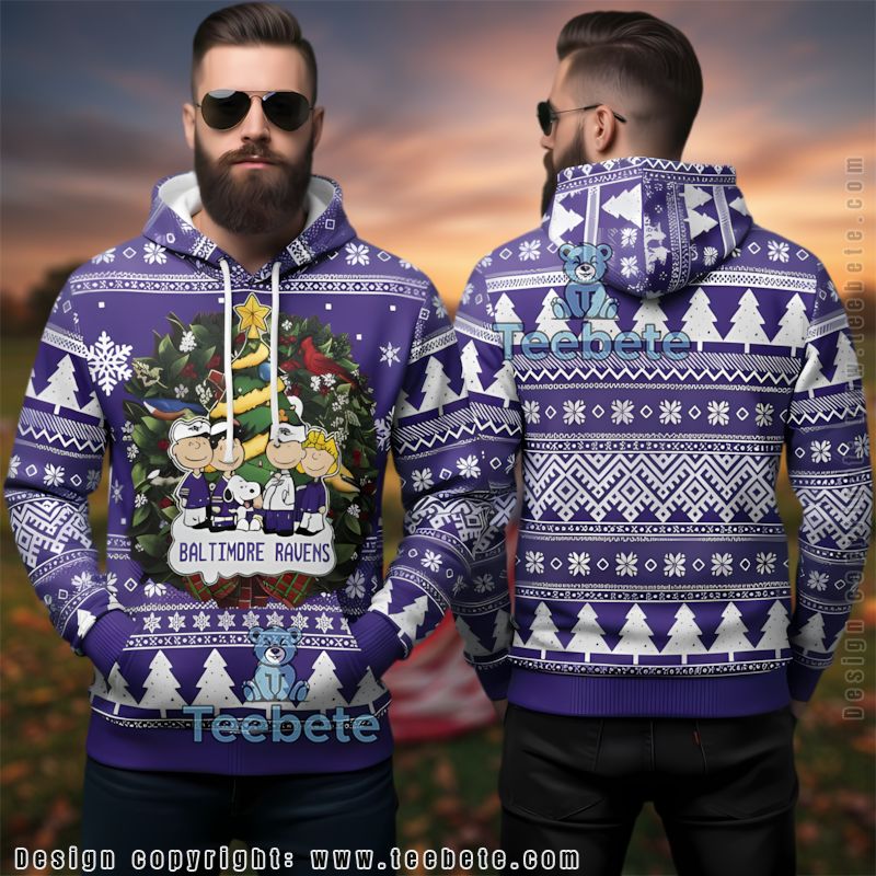Baltimore Ravens Peanuts Charlie Brown Snoopy Ugly 3D Hoodie