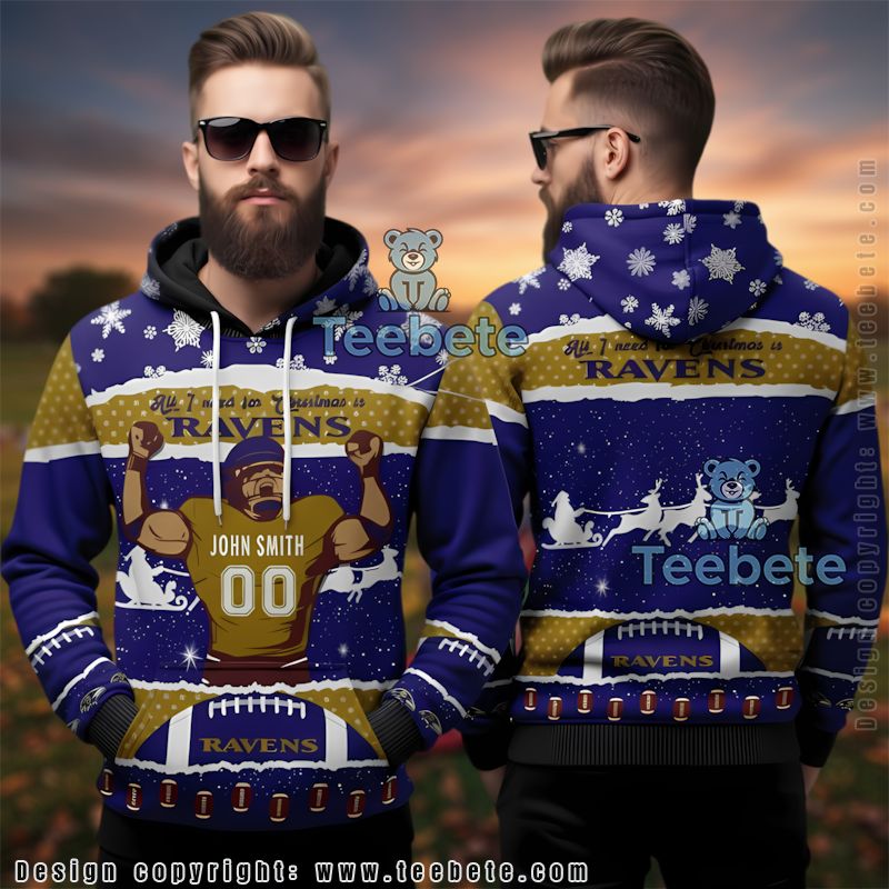 Baltimore Ravens Personalized Ugly 3D Pullover Hoodie Custom Gift