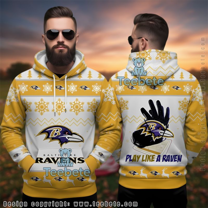 Baltimore Ravens Play Like A Raven Ugly 3D Hoodie Nfl Gear