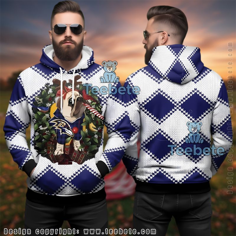 Baltimore Ravens Pug Dog Mom Dad Ugly 3D Hoodie Apparel