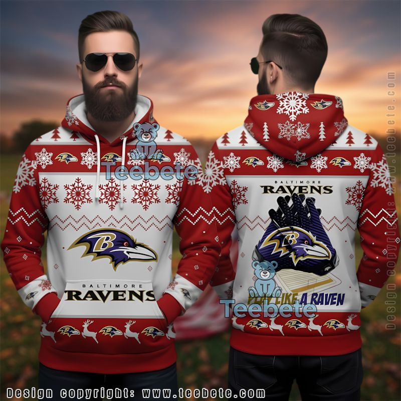 Baltimore Ravens Receiver Gloves Fan Ugly Christmas 3D Hoodie