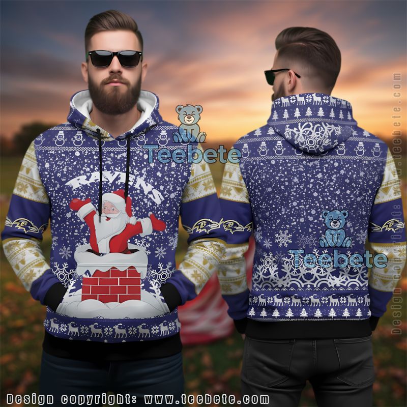 Baltimore Ravens Santa Claus Chimney Ugly 3D Hoodie Gift