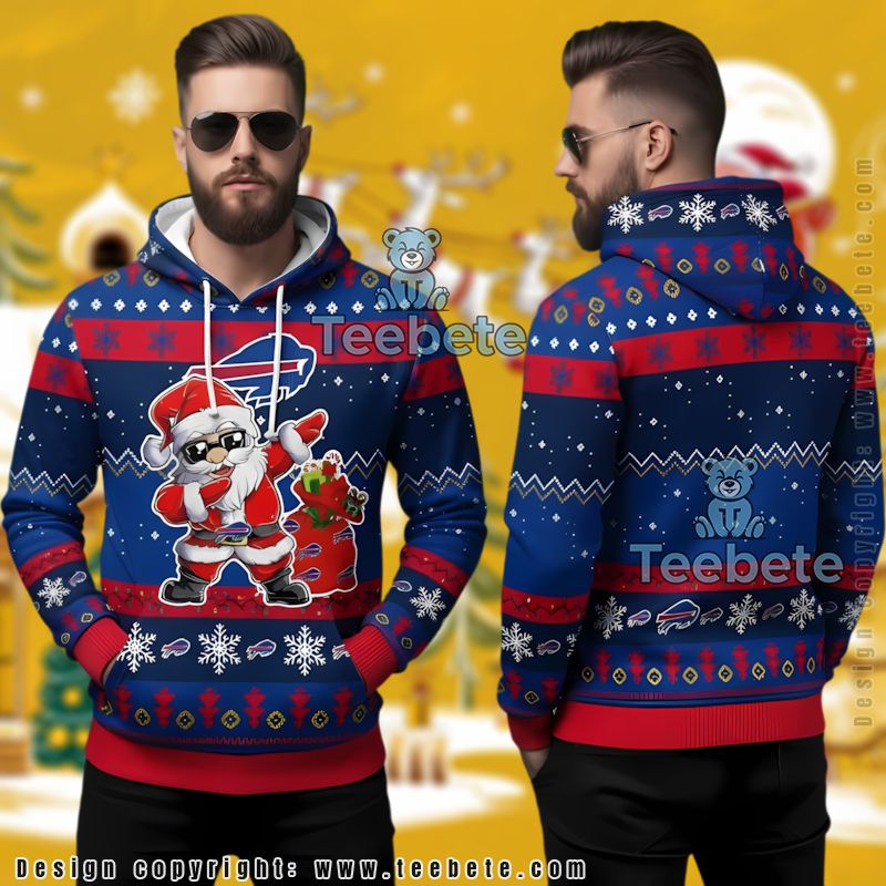 Buffalo Bills Blue Dabbing Santa Ugly Christmas 3D Hoodie
