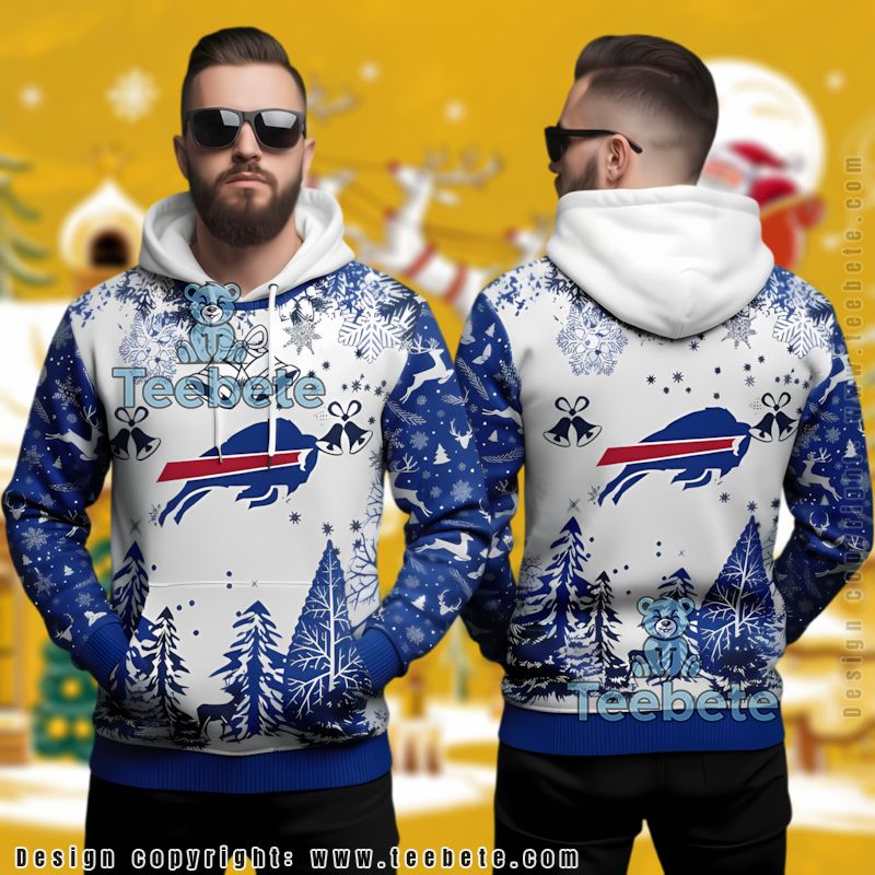 Buffalo Bills Christmas Bell Snow Ugly 3D Hoodie