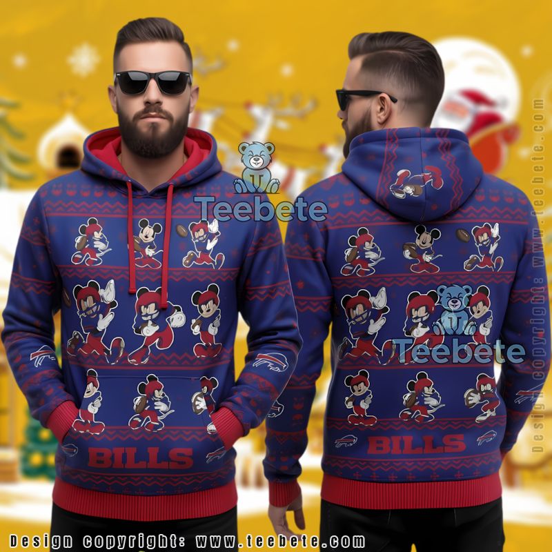 Buffalo Bills Disney Mickey Ugly Christmas 3D Hoodie
