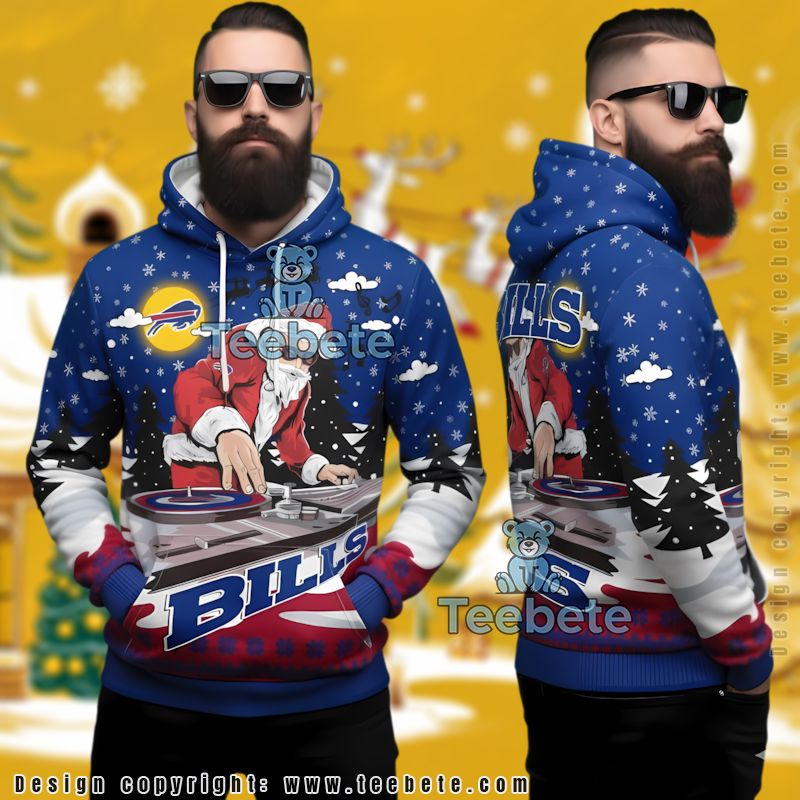 Buffalo Bills Dj Santa Claus Christmas Funny Ugly 3D Hoodie