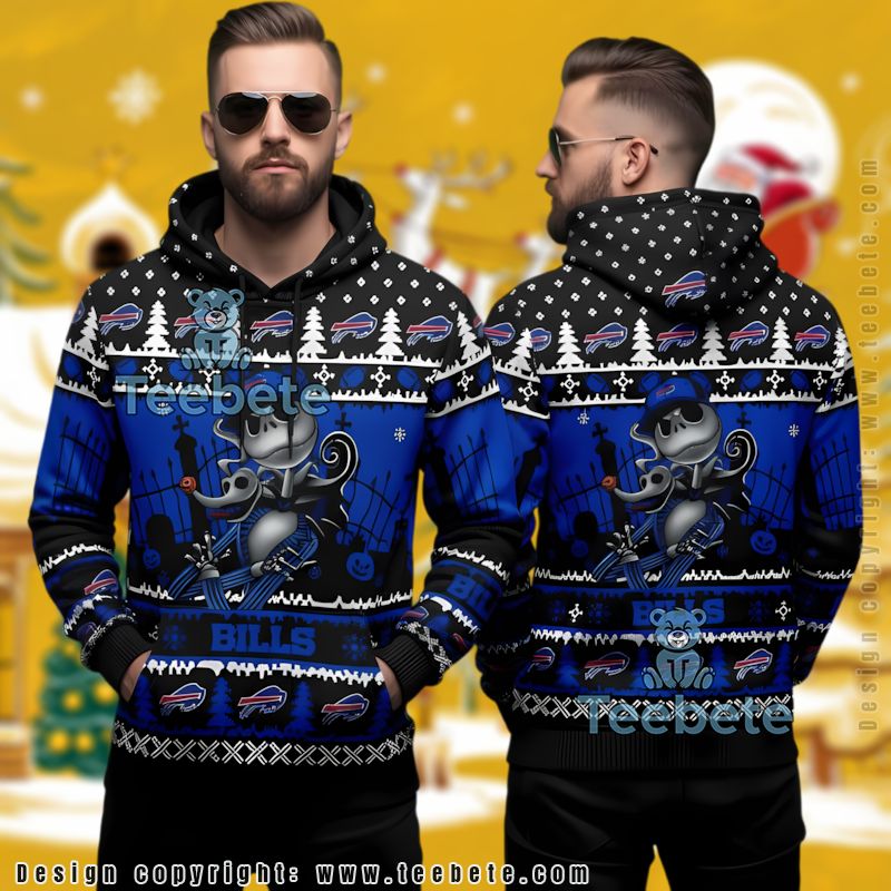 Buffalo Bills Nightmare Before Christmas Jack Skellington Ugly 3D Hoodie