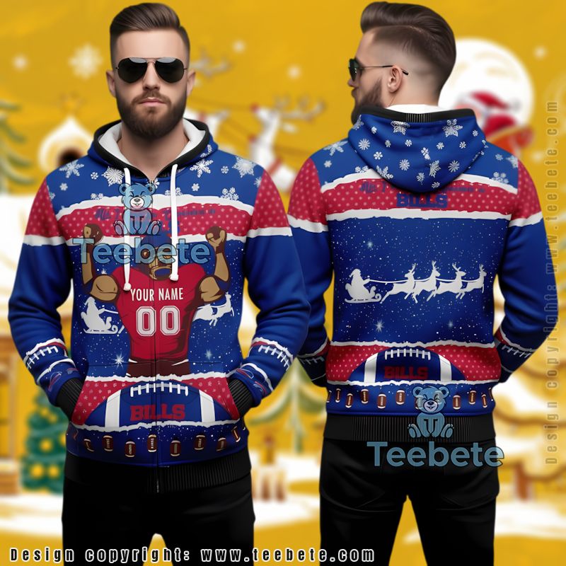 Buffalo Bills Personalized Player Ugly Christmas 3D Hoodie Blue