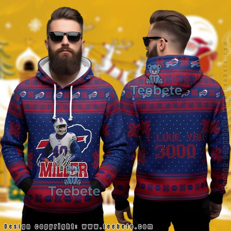 Buffalo Bills Von Miller Signature Ugly 3D Hoodie Christmas Gift