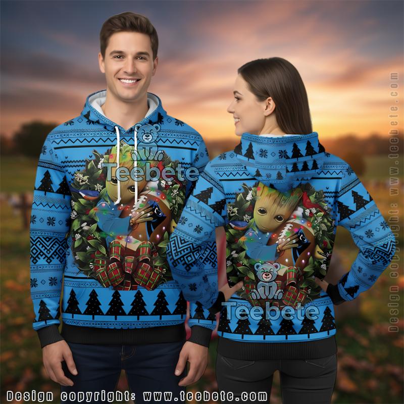Carolina Panthers Baby Groot 3D Ugly Hoodie Youth
