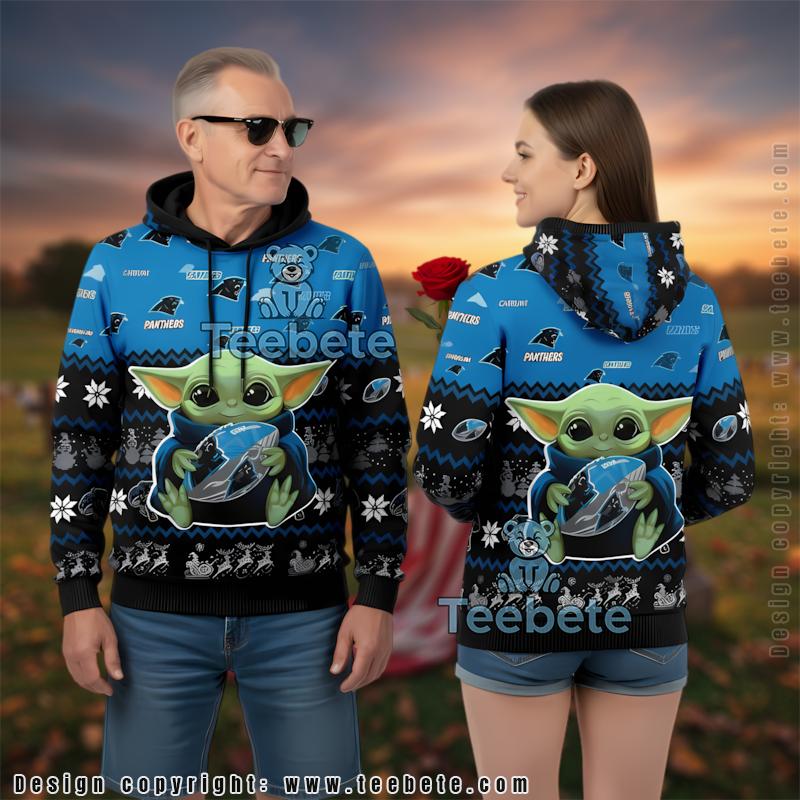 Carolina Panthers Baby Yoda Football 3D Ugly Hoodie Men