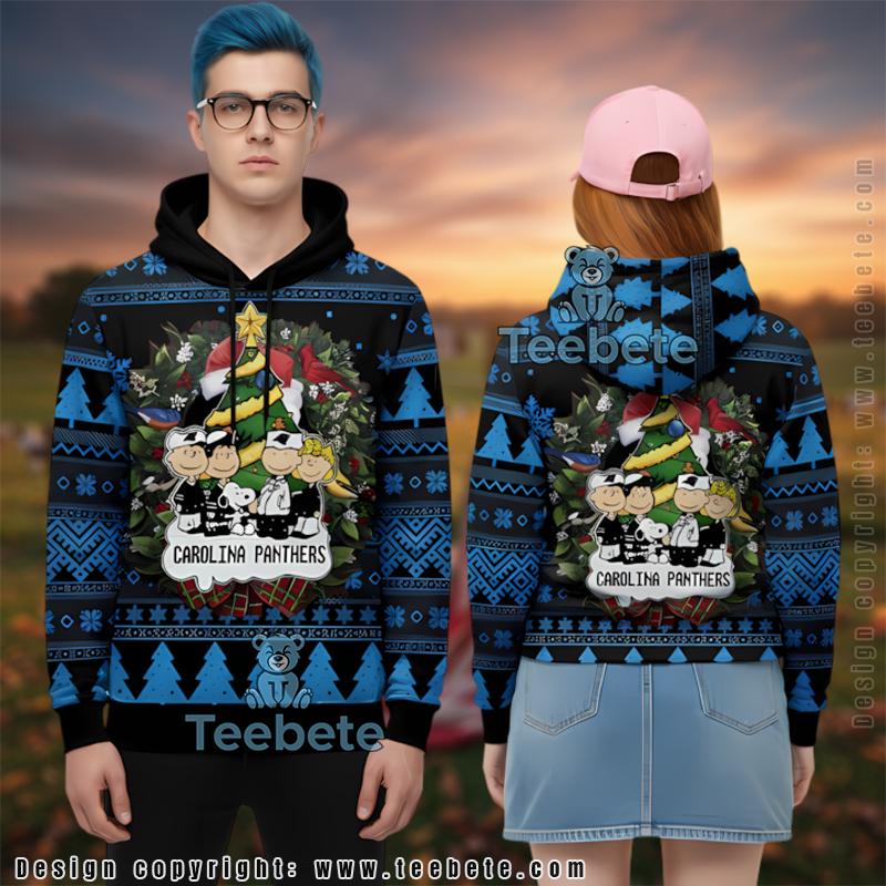 Carolina Panthers Charlie Brown And Snoopy 3D Ugly Hoodie Print