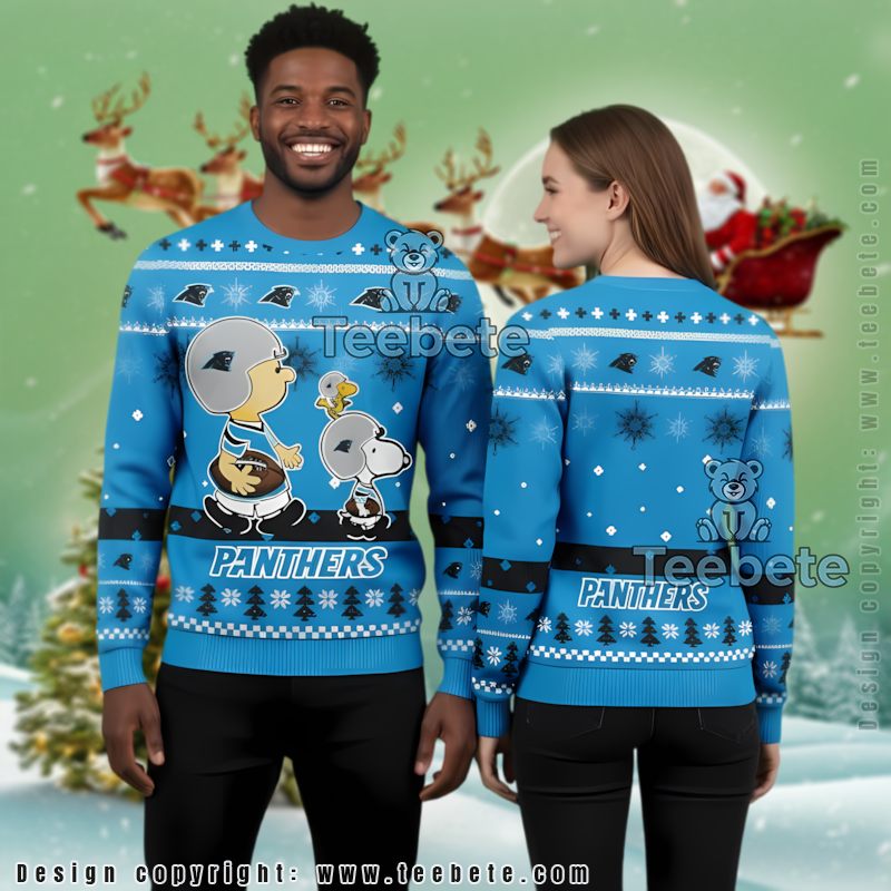 Carolina Panthers Christmas Bell Ugly Sweater Blue