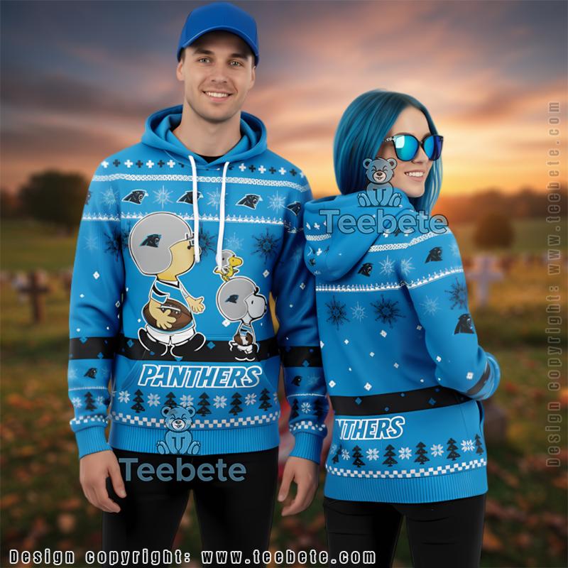 Carolina Panthers Charlie Brown Snoopy Football 3D Ugly Pullover Hoodie