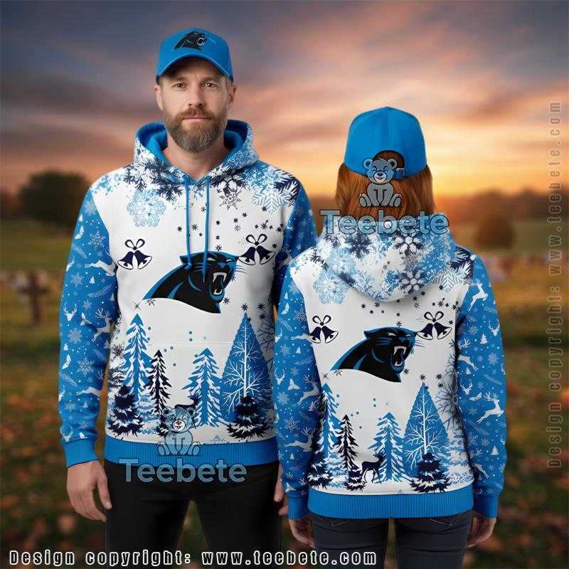 Carolina Panthers Christmas Bell 3D Ugly Hoodie Youth
